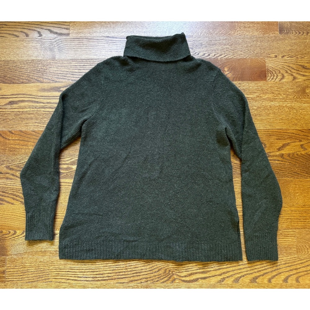 J.Crew Factory Extra Soft Turtleneck Sweater Heather Loden Green Wool Blend sz-M